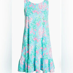 Lilly Pulitzer Kristen Flounce Best Fishes In Amalfi Blue Pockets Pima Cotton XS
